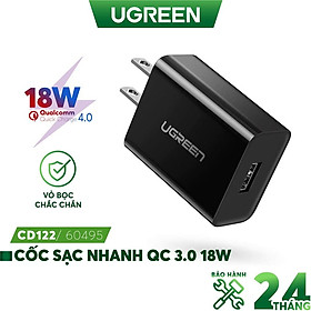 Mua Sạc nhanh 1 cổng USB-A UGREEN CD122 - Hỗ trợ Qualcomm Quick Charge 3.0 công suất 18W - Hàng chính hãng