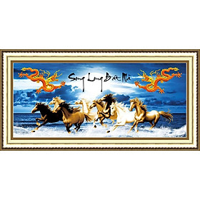 Tranh thêu chữ thập song long bát mã  DLH-222610