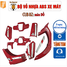 [Tặng tem] Bộ dàn áo xe Cub 82 màu ĐỎ  - nhựa ABS cao cấp -TKB-1353-2143