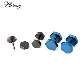 Bông tai titan lục giác xoay BT138 - giá 1 đôi