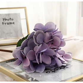 Hoa lụa - cành hoa cẩm tú cầu lá to loại 1, phủ sáp mịn, hoa decor hoa lụa cao cấp