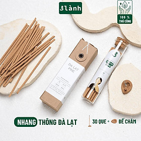 Nhang Thủ Công Thông Đà Lạt 3 Lành Hộp 30 Que 100 % Tự Nhiên Tặng Kèm Đế Chăm Không Hóa Chất Xông Thơm - Combo 4 Hộp Thông