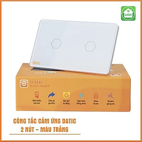 Công tắc thông minh HUNONIC DATIC 2 nút màu trắng - Điều khiển từ xa bằng điện thoại,Hàng Chính Hãng