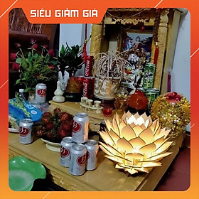 Mua Đèn Trang Trí Bàn Thờ / Đèn Hoa Sen Bằng Gỗ 30x25cm