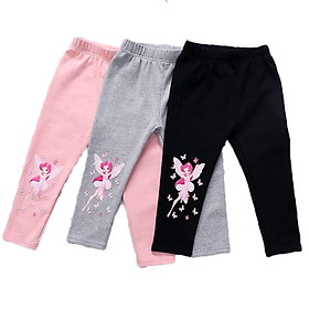 Sét 3 Quần Legging Thêu Hình Dễ Thương Ngẫu Nhiên Cho Bé Gái Từ 6 - 23 Kg