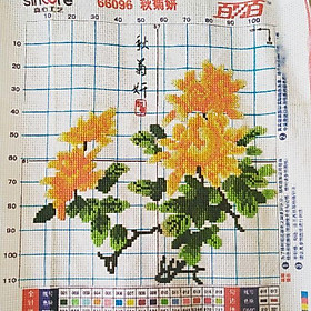 Mua (ĐÃ THÊU) Tranh thêu thành phẩm HOA VẠN THỌ 30×30cm