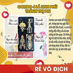 Combo 4 lá linh phù tránh thị phi TRÁNH THỊ PHI+NGŨ LỘ THẦN TÀI+TIỀN VÔ NHƯ NƯỚC+NGŨ LÔI DIỆT TRỪ TIỂU NHÂN. Để bóp ví, dùng làm miếng dán điện thoại, máy tính, nhà cửa, xe