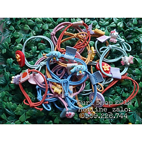 Combo 02 sợi dây cột tóc thun loại xịn gắn charm họa tiết siêu xinh