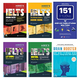 Combo bộ sách Ielts Mikes + Brain booster + 151 Ý Tưởng Giúp Cải Thiện Kỹ Năng Bản Thân