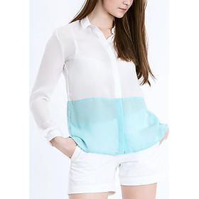 Áo Sơ Mi Nữ Phối Xanh THE COSMO Colour Block Blouse - Aqua