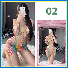 Đồ Ngủ Liền Thân Sexy Bodysuit Đan Lưới Ôm Body 7 Sắc Cầu Vồng Gợi Cảm BT1245 - Đồ Ngủ Nữ Mặc Nhà