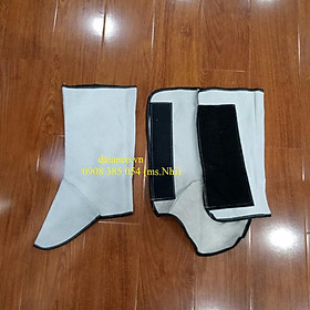 Cặp ống chân vải da bảo vệ chân khi hàn, chống tia lửa, chống nhiệt và nóng- Hình thật, hàng sẵn