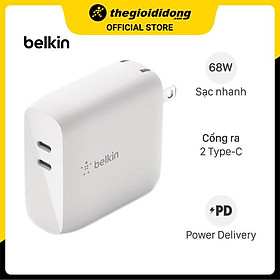 Mua Adapter sạc 2 cổng Type C PD 68W GaN Belkin WCH003 - Hàng chính hãng