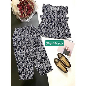 Đồ bộ nữ,đồ ngủ mặc nhà lửng 9 tấc vải lụa mango cao cấp họa tiêt hoa nhí siêu cưng size đại 58-67kg