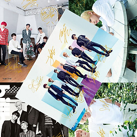 Poster ảnh treo tường 8 tấm có chữ ký nhóm nhạc BTS