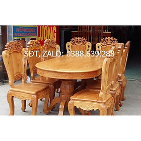 Bộ bàn ghế ăn Hoàng Gia Louis gỗ gõ đỏ