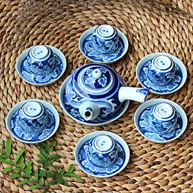 Mua Bộ bình trà ( ấm chén) ngang tách rồng men trắng MNV-TS523