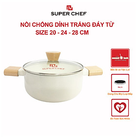 Mua Nồi nắp kính SUPER CHEF h.kim tráng men trắng đáy từ bền bỉ  tiện bỉ