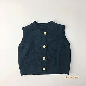 Áo gile len dệt kim họa tiết bi nổi mùa thu đông cho bé phong cách vintage QA65 Mimo Baby