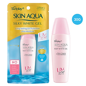 Gel Chống Nắng Dưỡng Da Trắng Mượt Sunplay Skin Aqua Silky White Gel SPF 50 PA+++ (30g)