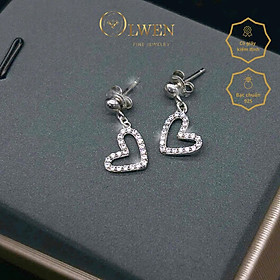 Đôi bông tai bạc có thiết kế trái tim cách điệu, đính đá lấp lánh, tạo vẻ đẹp mềm mại và nữ tính, phong cách trẻ trung, năng động, phù hợp đi tiệc, đi làm - 36477.2
