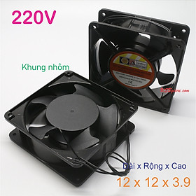Quạt tản nhiệt 220V 12x12x3.9cm, Fan 220V 12x12x3.9cm (khung nhôm)【USBgiare,Com】
