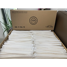  2000 ống hút giấy cao cấp Clean Paper Straw có bọc giấy- take away màu trắng (6mm x 197mm)