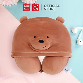 Mua Gối chữ U liền nón Miniso x We bare bears (Grizz)