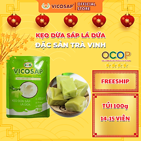 Kẹo dừa sáp VICOSAP vị lá dứa kẹo mềm dẻo ít đường đặc sản Trà Vinh