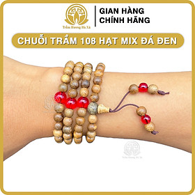 Vòng tay chuỗi tràng 108 hạt phong thủy trầm hương HÀ XÁ mix đá màu theo mệnh kim mộc thủy hỏa thổ đeo tay cặp đôi nam nữ may mắn bình an tài lộc