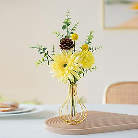 Mua Bình cắm hoa thủy sinh/hoa khô khung sắt màu vàng đồng trang trí bàn phòng khách
