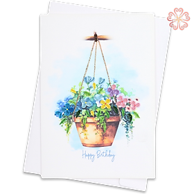 Thiệp Giấy Xoắn Nghệ Thuật - Thiệp Chậu Hoa Treo Chúc Mừng Sinh Nhật - Happy Birthday Flower Pot Card - Happy Birthday - Việt Net - VN2NN111029E1 - 11.5 x 16.5