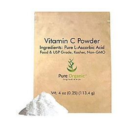 Vitamin C Powder (4 oz.) by Pure Organic Ingredients, Eco-Friendly Packaging, L-Ascorbic Acid, Antioxidant, Boost Immune System, DIY Skin Care