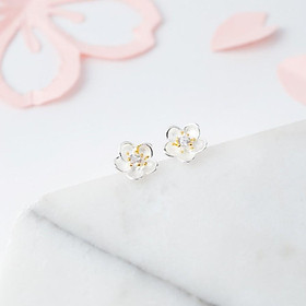 Khuyên Tai Bạc Blue Peach Hoa Anh Đào WG KT488