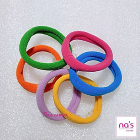  Set 6 sợi thun cột tóc loại 1 trơn lớn, buộc tóc mịn dày bền chắc