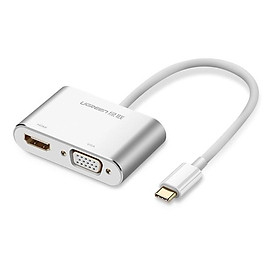 Mua Ugreen UG50317CM162TK 15CM màu Trắng Bộ chuyển đổi TYPE C sang HDMI + VGA vỏ bọc nhôm - HÀNG CHÍNH HÃNG