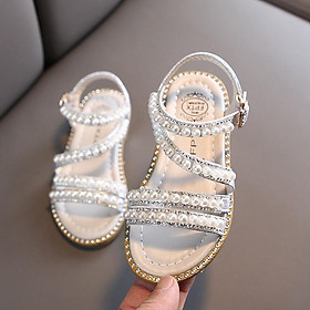 Cho Bé Giày sandal bé gái công chúa đính hạt quai chéo thời trang đế mềm cho bé từ 2 đến 10 tuổi