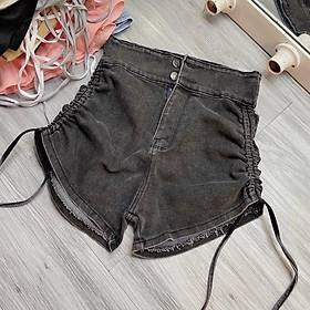 Quần Short Jean Lưng Cao Tôn Dáng Rút Dây Hông Phong Cách Mới Cho Nữ-Mã7050