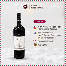 Rượu vang đỏ Chile San Vicente Geiser Tatio Carmenere Reserva 750ml 13% - Hàng chính hãng