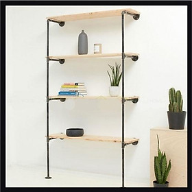 Kệ ống nước gắng tường 4 tầng, kệ ống sắt trang trí shop thời trang phụ kiện