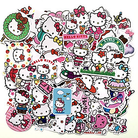 Bộ 50 Sticker Mèo Hello Kitty Hình Dán Decal Chất Lượng Cao Chống Nước Chủ Đề Dễ Thương Cute