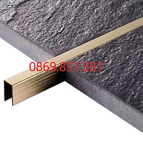 Mua Nẹp inox U màu vàng xước  nẹp chữ u inox  nẹp inox ốp gạch  inox304  thanh dài 2m44 dày 0.8li trang trí nội thất  có sỉ - 15x10