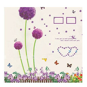 Decal tú cầu và hoa tím PK334