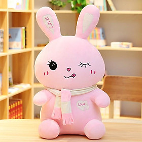 Gấu bông thỏ hồng đáng yêu thú nhồi bông cao cấp hình thỏ hồng quấn khăn làm quà tặng siêu cưng (55cm)