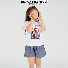 Áo hè cho bé gái Bigfox Miss Meow chất cotton size đại kiểu cộc tay in búp bê style Hàn cỡ 3,9,10,11 tuổi 30kg 40kg 1969