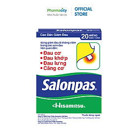 Cao dán giảm đau Salonpas 6.5cm x 4.2 cm (Hộp 20 miếng)