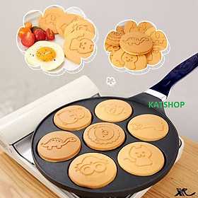 Chảo Làm Bánh Rán - Pancake - Chiên Trứng Hình Thú 7 Lỗ