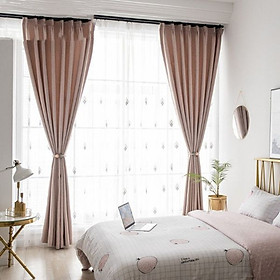 Mua Rèm cửa vải LUCYA18-29 có thanh treo hợp kim nhôm màu gỗ đầu đài hoa - cao cố định 1m5