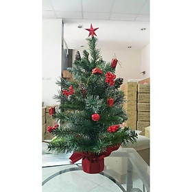 Mua Cây thông mini để bàn cao 60cm gắn trái đỏ