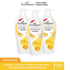 Combo 3 Dầu gội dưỡng tóc siêu mượt Enchanteur Charming Keratin 650gr/Chai